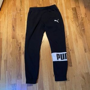 Mens Black and White Puma Sweatpants
